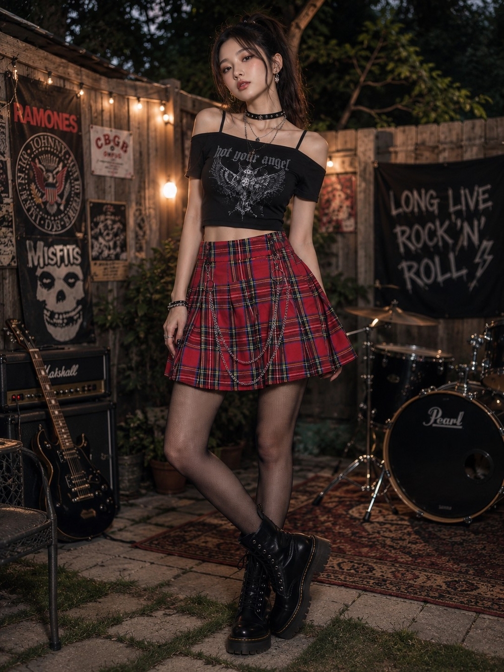 ROMWE Red Plaid Pleated Punk Goth Skater Skirt w/ Chain Detail Size Small NWT